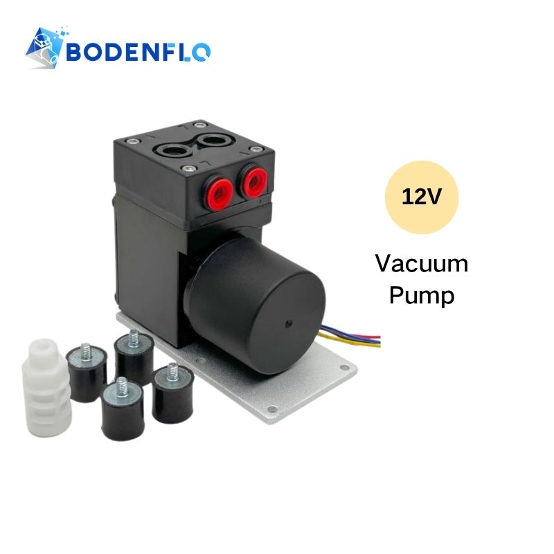 BD-05T067L 12V micro diaphragm vacuum pump displayed with product title highlighting its compact and powerful suction performance for gas analysis