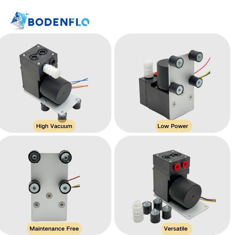 Key characteristics of BD-05T067L vacuum pump: High Vacuum, Maintenance-Free, Low Power Consumption, and Versatile Application