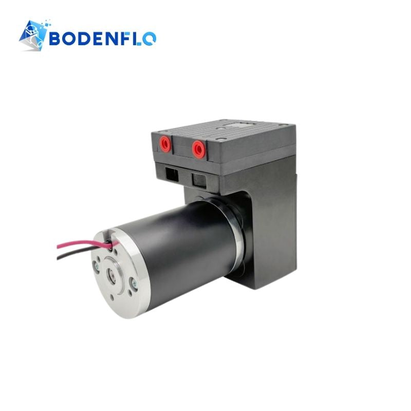 Side and angle view of BD-05T1040L vacuum pump, highlighting its robust construction and compact design.