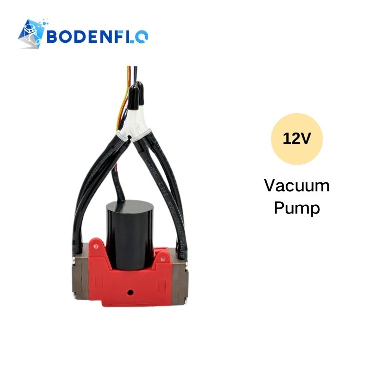 12V vacuum pump with text display, showcasing the compact design of a miniature vacuum pump ideal for various applications.