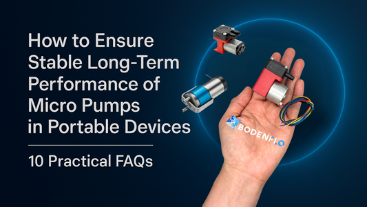 Cover image showing micro pumps in hand for the article on how to ensure stable long-term performance of micro pumps in portable devices by BODENFLO.