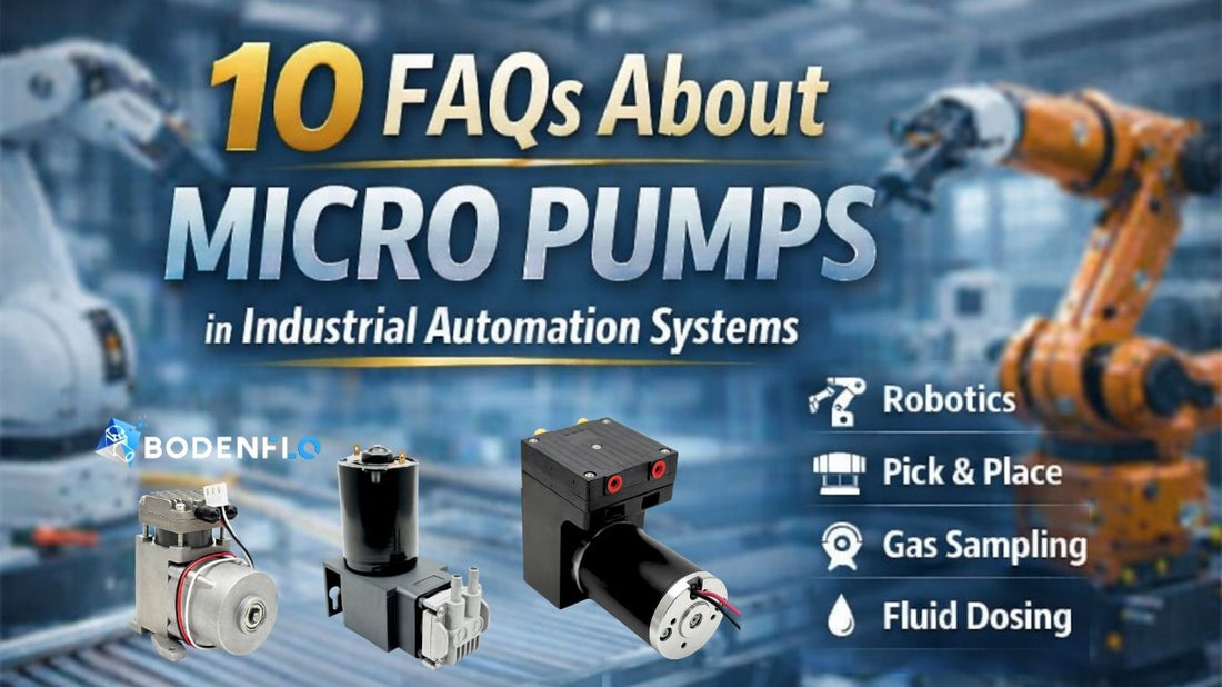 Micro diaphragm pumps used in industrial automation systems including robotics pick and place machines gas sampling and fluid dosing applications