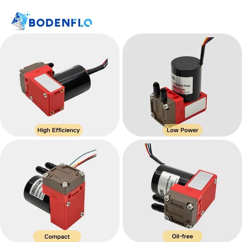24V quiet micro vacuum pump features-oil-free brushless pump compact design BODENFLO BD-05TVB-S