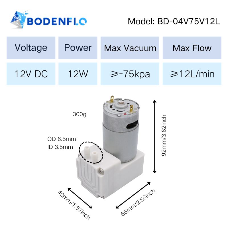 12V Vacuum Pump BD-04V 75kpa 12L Micro Negative Pressure for Breast Pumps