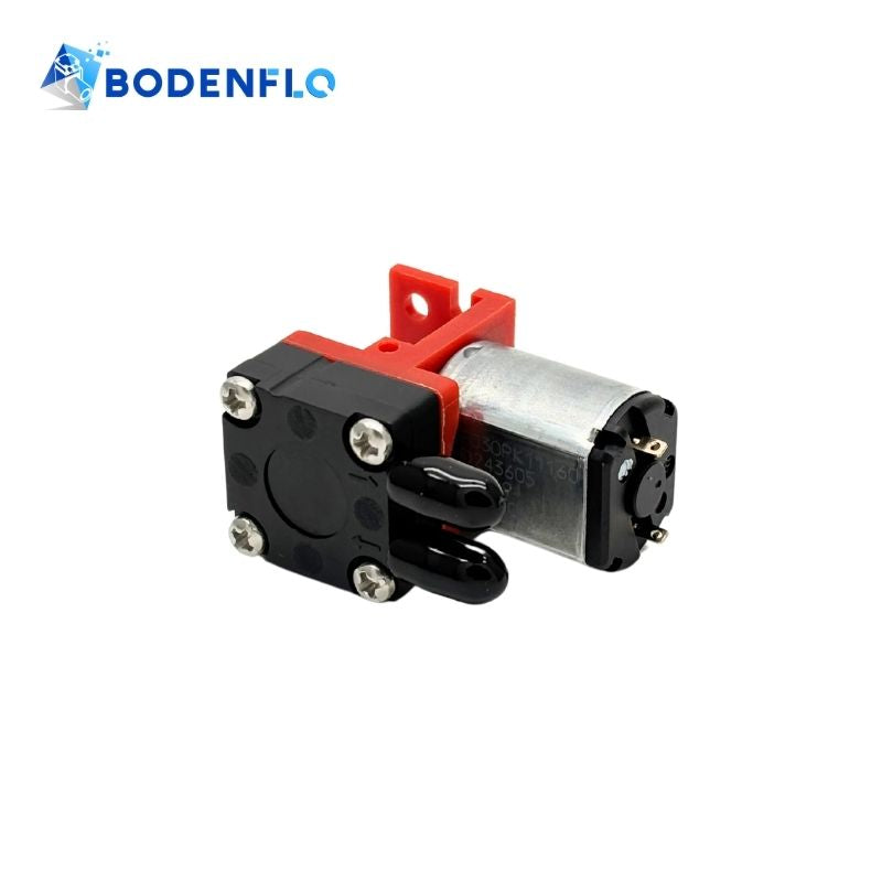 Side angle of BD-05T02500 5V small gas sampling pump showing ultra-compact and lightweight body.
