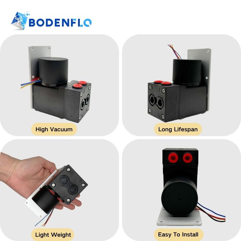 BD-05T067L 24V vacuum pump key features: high vacuum capability, lightweight body, long operational life, easy to install in compact setups
