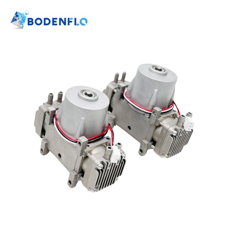 Side-angle view of the BD-08VB-D 24V vacuum pump, showing its compact design and robust structure.