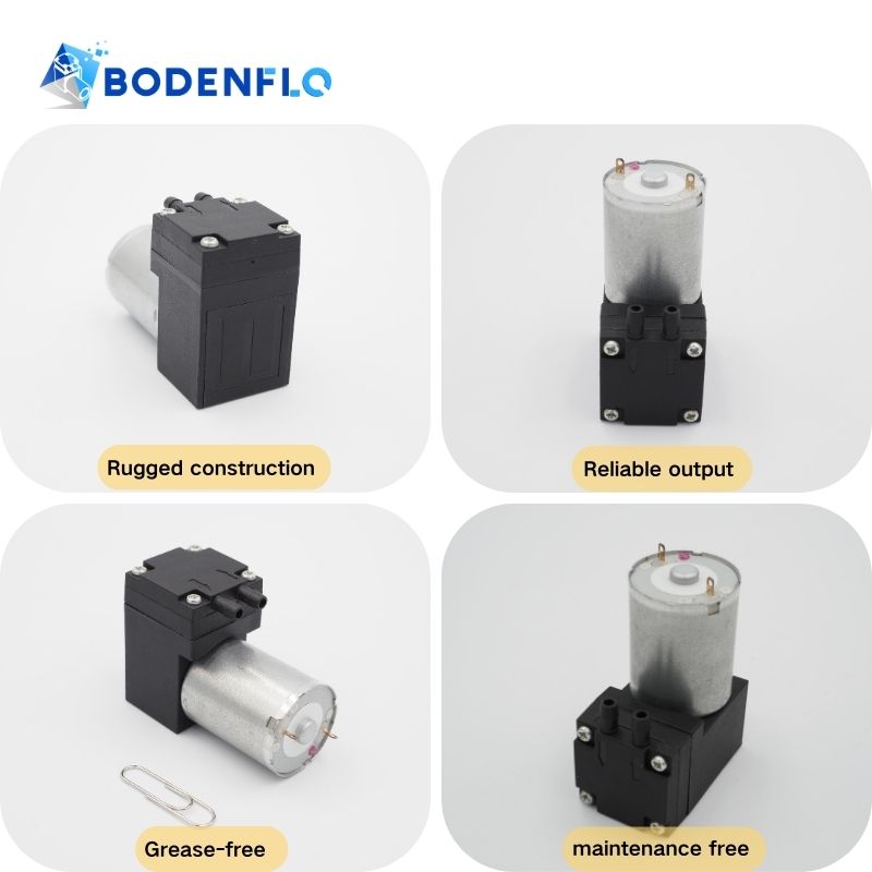 BODENFLO Micro Air Pump Features: Rugged Construction, Grease-Free, Reliable Output, Maintenance Free