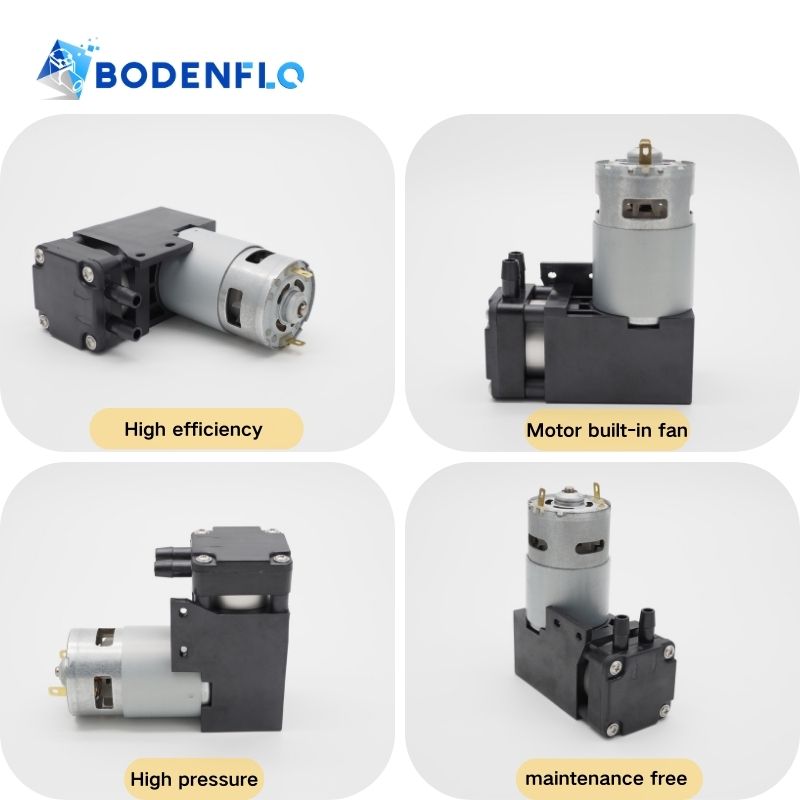 Features of BD-07A Micro Pressure Pump: High efficiency, Motor built-in fan, High flow rate, maintenance-free