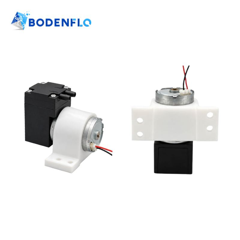 BD-S104 silicone pump mounting bracket installed on BODENFLO BD-02 miniature diaphragm pumps