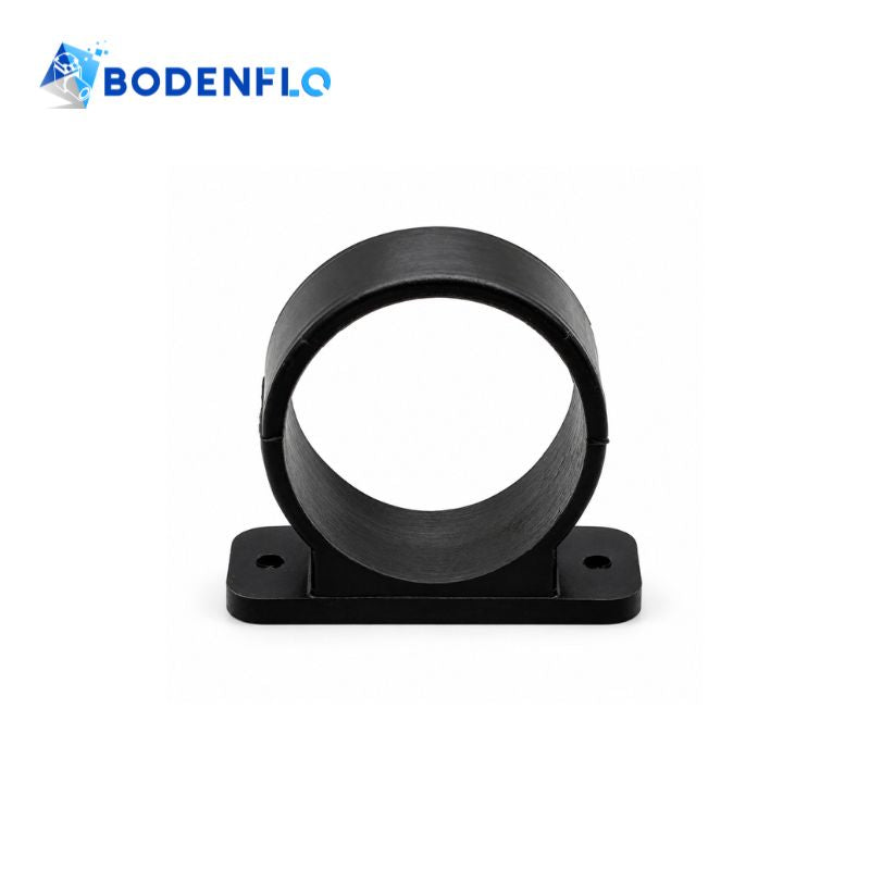 Front view of BD-S304 black anti-vibration silicone mount with circular 36mm pump holder and two mounting holes