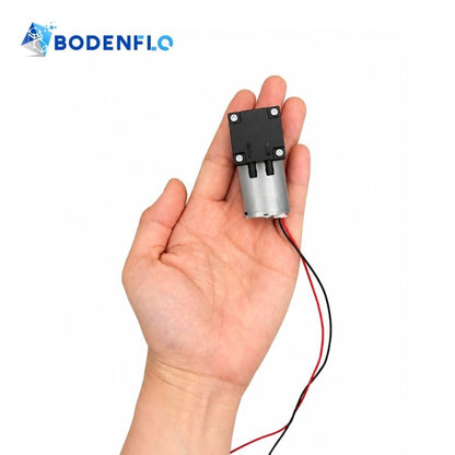 Compact BD-02AB3L brushless diaphragm pump shown in hand for size reference