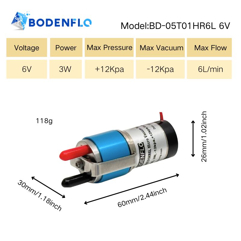 6V gas sampling pump with rotary vane design for particle counters and analytical instruments
