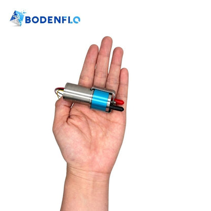 BD-05T01HR5LB miniature 6V rotary vane pump shown in hand for compact size reference