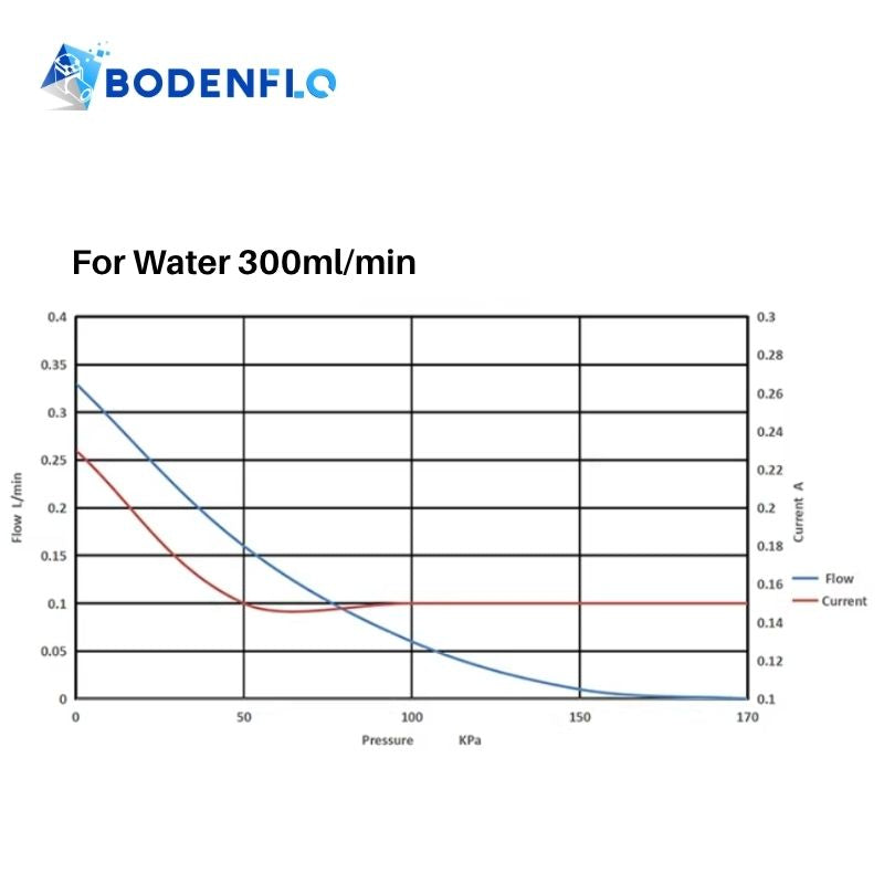 Miniature liquid pump BD-05TF300WB flow pressure performance curve quiet vacuum pump chart